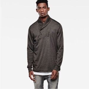 G-Star Raw Charcoal Slim Fit Ezra long sleeves Tee shawl neck - XL